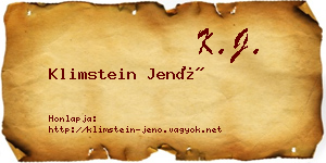 Klimstein Jenő névjegykártya